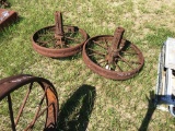 (2) STEEL WAGON WHEELS