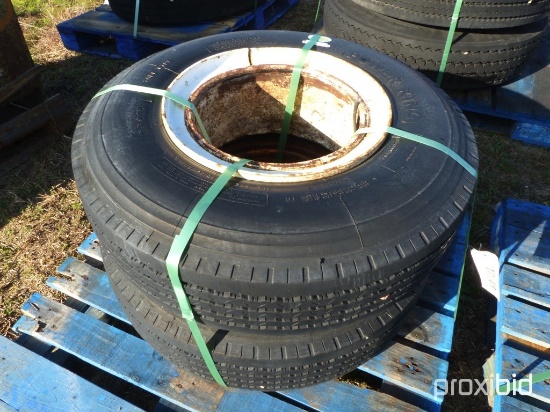 (2)POWER KING TIRES W/ RIMS 8.25.R15