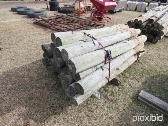 (35) 4'' & 6'' ROUND TREATED FENCE POST 6'Hx6''L