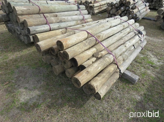 (35) 3'' & 4'' ROUND TREATED FENCE POST 6'Hx6''L