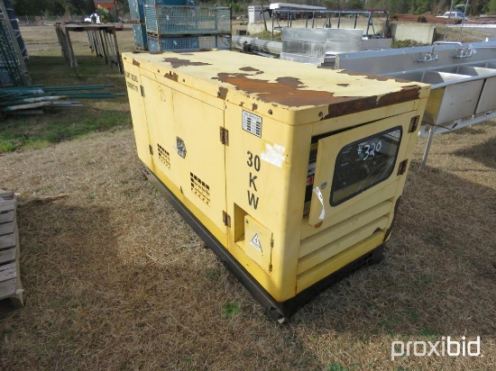 2009 INDUSTRIAL DIESEL SILENT GENERATOR MODEL#GFC-30KW 120/240 VOLTAGE 1,800 RPM SN#1030056 (HRS:664