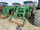 JOHN DEERE 5525 TRACTOR W/ JOHN DEERE 542 LOADER 4WD 91HP CAB & AIR POWER REVERSER (ODOMETER SHOWS: