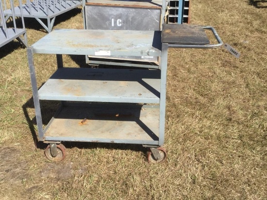 THREE SHELF ROLLING SHOP CART