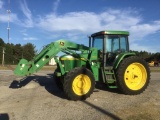 JOHN DEERE 7410 4WD CAB-AIR TRACTOR W/ 740 JD LOADER