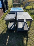 (2) RUBBERMAID PLASTIC PUSH CARTS
