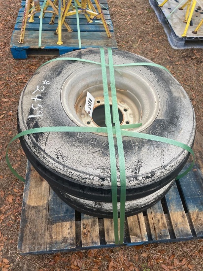 (2) TRAILER TIRES W/ RIMS/ 12.5L-15SL FOAM FILLED