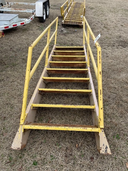 YELLOW STEEL STAIRS W/ HAND RAILS 10' LONG...