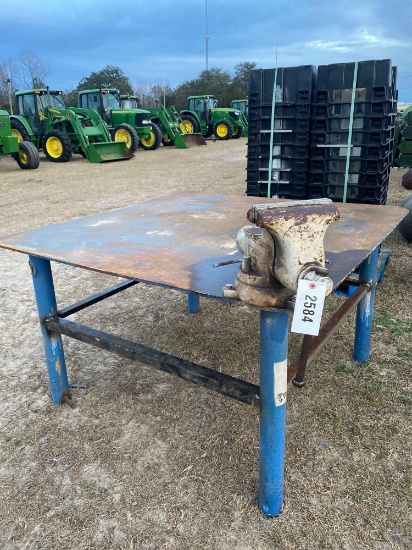5x5 HEAVY DUTY SHOP TABLE W/ VICE 1/2 STEEL TOP