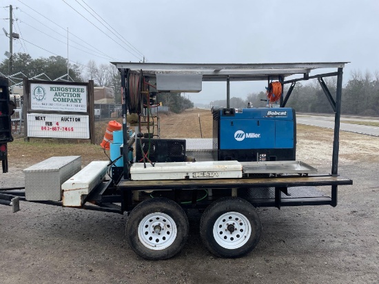 WELDING TRAILER W/ WELDER/AIR COMPRESSOR/TOOL BOXES BOBCAT 250 AC/DC WELDER 11000 WATT
