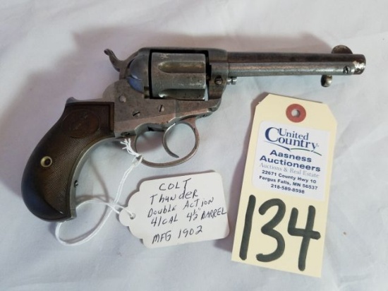 Mfg 1902 Colt Double Action Thunder 41cal Revolver Serial #133629, 4 ½" bar