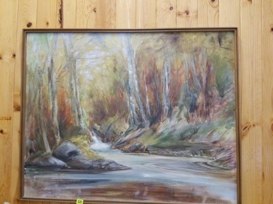 Framed-Wooded Country River Scene