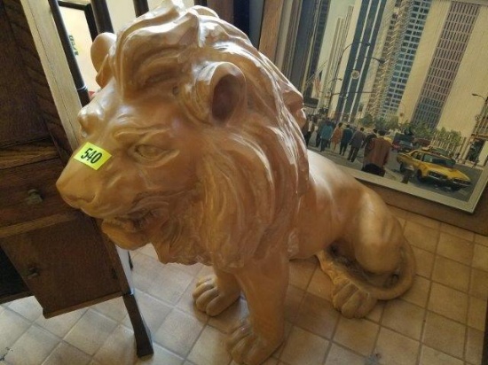 Large Wood Lion Sculpture