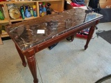Marble Top Wood Sofa/Accent Table