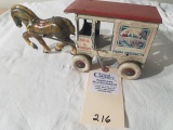 Marx Tin Wind Up Horse & Milk Delivery Wagon