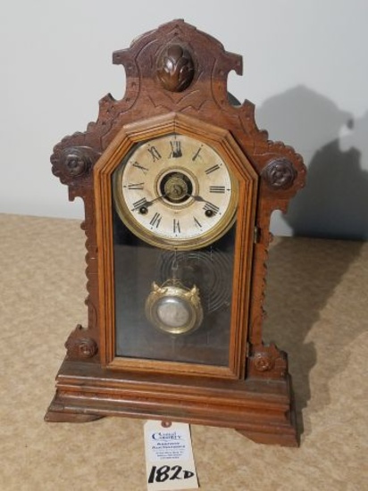 Ingraham Walnut Ornate Kitchen Clock