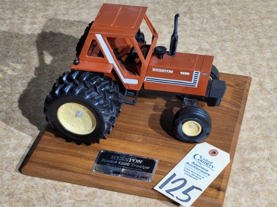 Hesston Model 1380 Limited Edition Tractor 1/16 scale w/walnut base  -Commemorative Series (Metal an