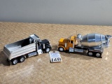 Die-Cast Peterbilt Concrete Mixer Truck and 1/32 Plastic Peterbilt Dump Truck - 2x the money