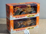 Engine Machine Friction Powered Construction Zone Wheel Loader and Excavator 1/12 scale (NIB)