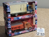 New Ray 1/43 Die Cast/Plastic Peterbilt Model 335 Truck w/Sander and Peterbilt Model 335 w/freight b