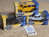 Big Time Customs 1/32 Die Cast Hummer 2007 Cadillac Escalade & 2010 Ford F150 (NIB) (3)