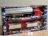 New Ray 1/32 die cast with plastic Kenworth W-900 Semi Tanker and gravel truck- 2 total (NIB) 2 time
