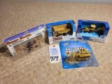 Ertl 1/64 die cast Mighty Mover backhoes dump truck and dozer- 4 total (NIB)
