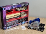 NewRay Transporter Truck Set and (2) Peterbilt Semi's