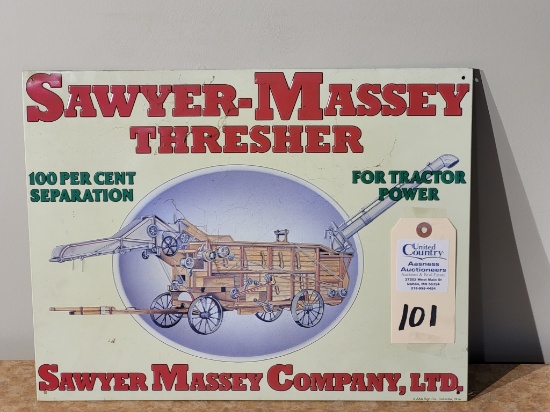 Sawyer-Massey Thresher Sign 12"h x 16"w metal (1990s)