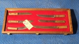 Set of Six Antique Knives in wood and glass case