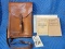 WWII Leather Map Case w/ Maps & Map
