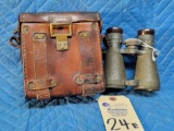 German WWII Carl Zeis Binoculars w/original leather case