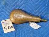 Vintage Brass “Peace” Powder Flask Mfg