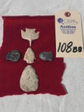 5 Flint/Agate/Chert Spear Point and Drill Point