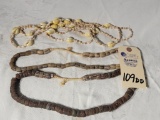 (2) Trade Beads Glass Necklaces & Cowry Shell Necklace