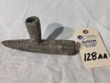 Vintage Grooved Steatite Soap Stone Native Pipe 7” L