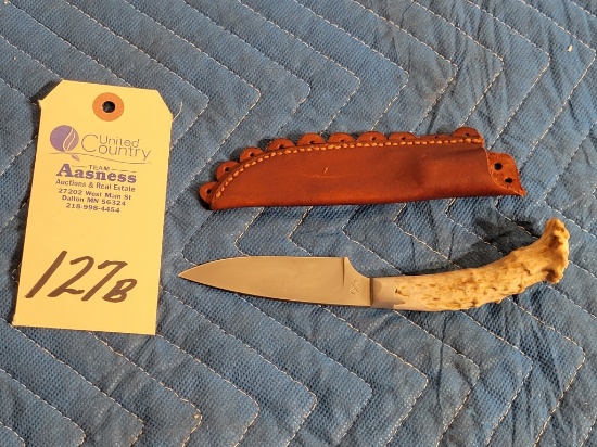 Custom-made stag handled 7” knife