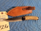 Custom-made 10” Antler handled knife w/sheath