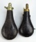 2 Black Finished Powder Flasks