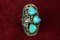 Large Men's Turquoise & Silver Southwest Style Ring, Sz. 14.5