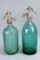 2 Green Glass Seltzer Bottles