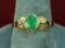 14K Gold Ladies Ring - Jade Colored Stone, Sz. 9.25