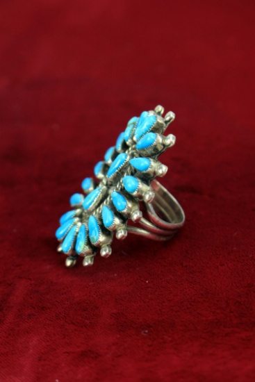 Turquoise & Silver Ring, Sz. 9