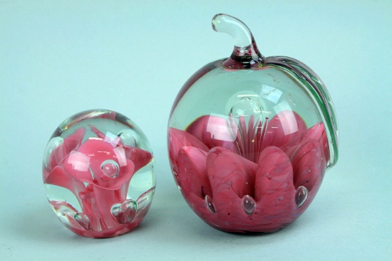 Glass Paperweights - Rose Colored