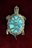 Turquoise & Silver Turtle Pendant