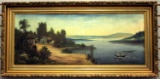 Antique Oil Painting - Heading for Harbor