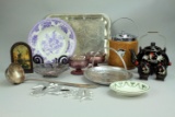 Assorted Kitchen - Table Wares: Teapot, Ice Caddy, Trays, Platter, Cookie Cutters