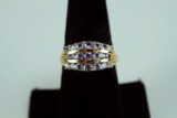 14K Gold Ladies Ring w/ Blue Stones, Sz. 9.5