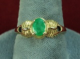 14K Gold Ladies Ring - Jade Colored Stone, Sz. 9.25