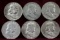 6 Franklin Silver Half Dollars; 2-1954P,2-1957D,1961D,1963D