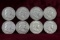 8 Franklin Silver Half Dollars; 1954D,1957D,1958D,1959D,1960D,1961D,1962D,1963D